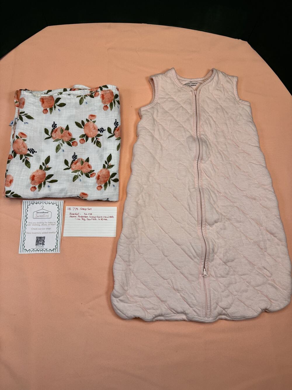Moon and Back by Hanna Andersson Sleep Sack + Muslin Blanket Set 6-18M #774